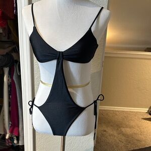 Cult Gaia Black Cut-Out One Piece Swimsuit